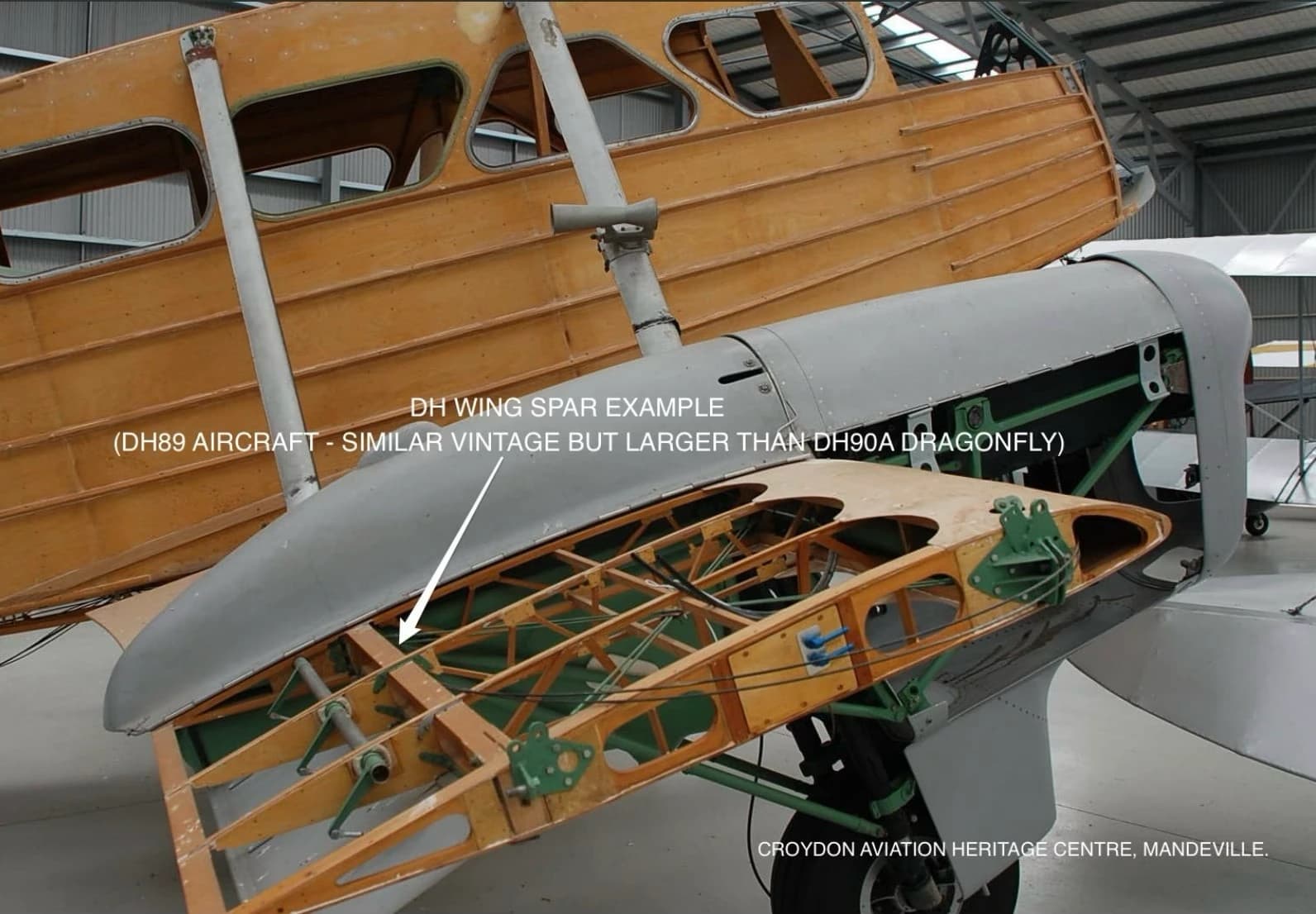 Annotated DH wing spar example from similar vintage de Havilland aircraft.