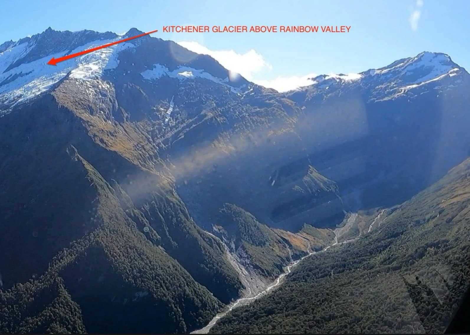 Kitchener Glacier above Rainbow Stream and Rainbow Valley.