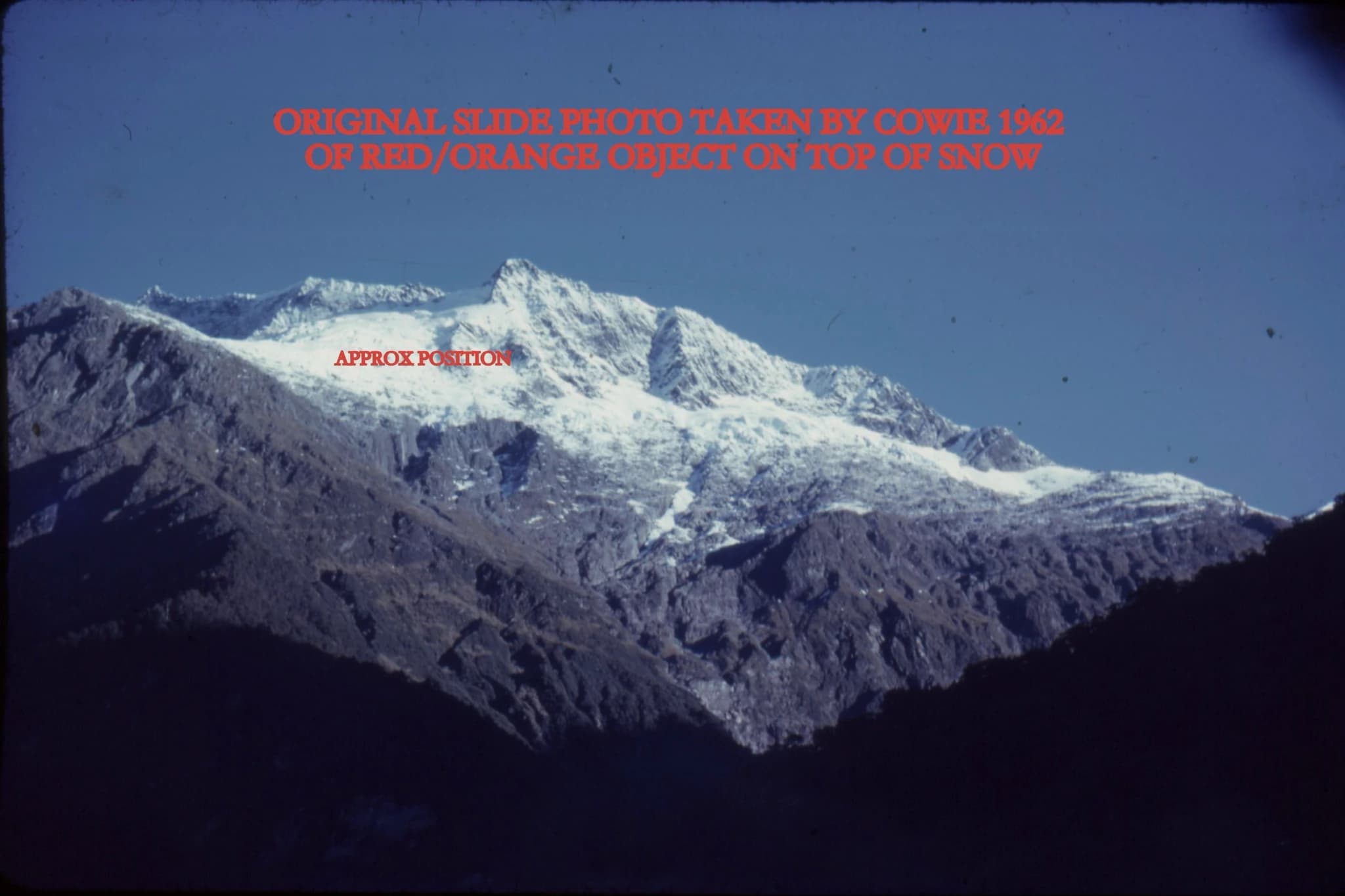 Owen Cowie's original April 1962 slide photo of Kitchener Glacier.